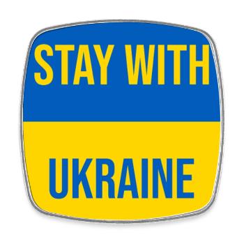 Stay With Ukraine Badge Design - Viereckiger Kühlschrankmagnet - Weiß - Vorne