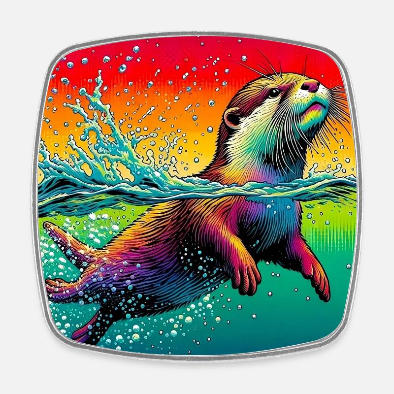 Otter - Viereckiger Kühlschrankmagnet - Weiß