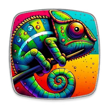 caméléon - Magnet carré - blanc - Devant