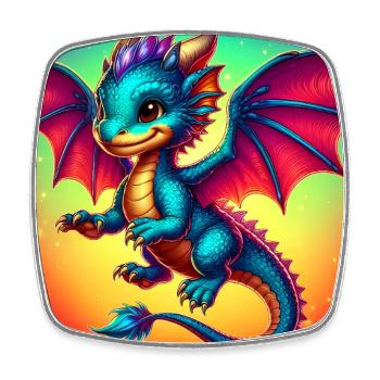 dragon - Magnet carré - blanc - Devant