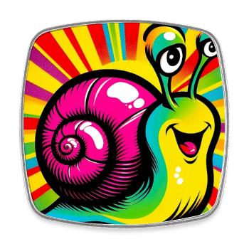 Schnecke - Viereckiger Kühlschrankmagnet - Weiß - Vorne