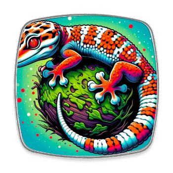 Gecko - Viereckiger Kühlschrankmagnet - Weiß - Vorne