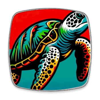 turtle - Square fridge magnet - white - Front