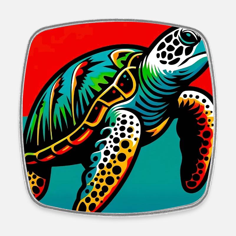 turtle - Square fridge magnet - white
