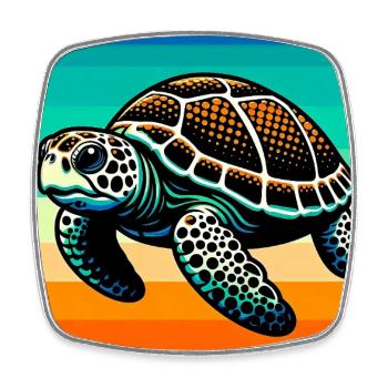 turtle - Square fridge magnet - white - Front