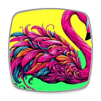 flamingo - Square fridge magnet - white - Front