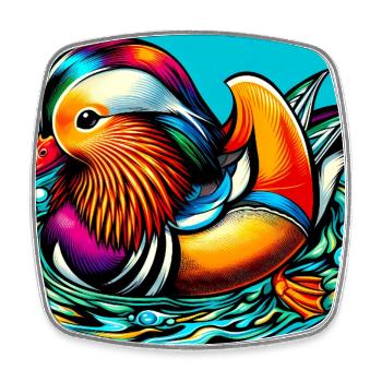 Mandarin duck - Square fridge magnet - white - Front