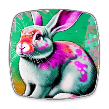 lapin - Magnet carré - blanc - Devant