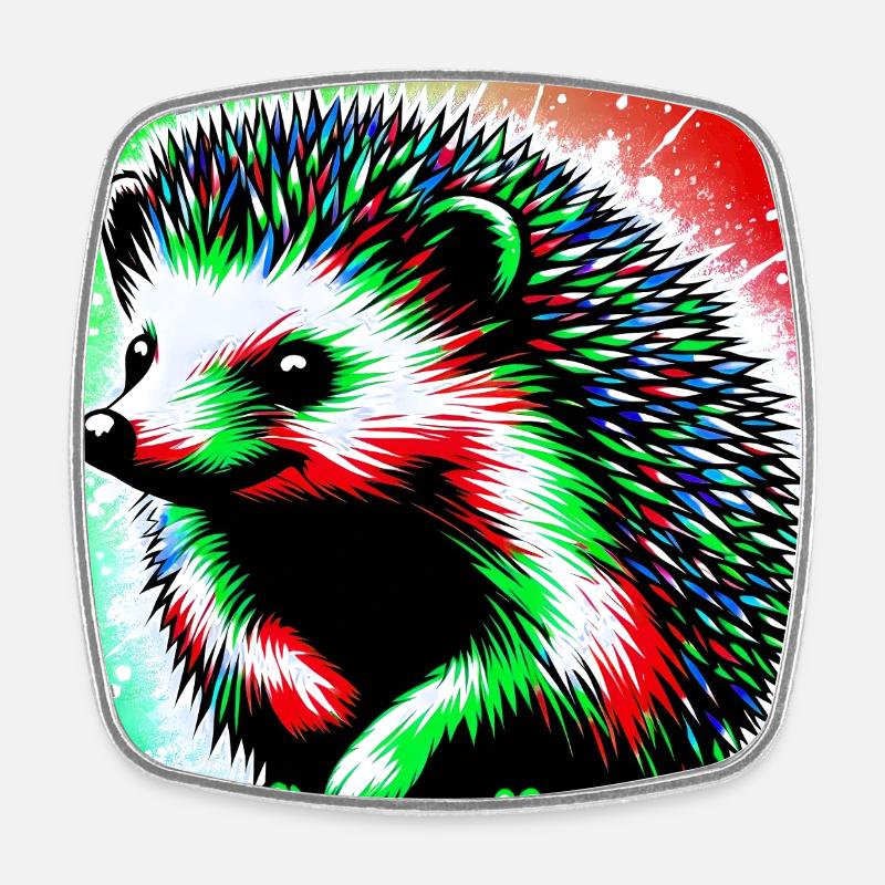 hedgehog - Square fridge magnet - white