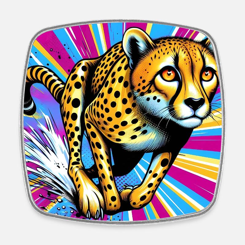 cheetah - Square fridge magnet - white