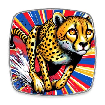 cheetah - Square fridge magnet - white - Front