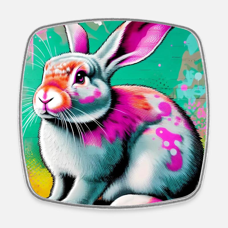 rabbit - Square fridge magnet - white
