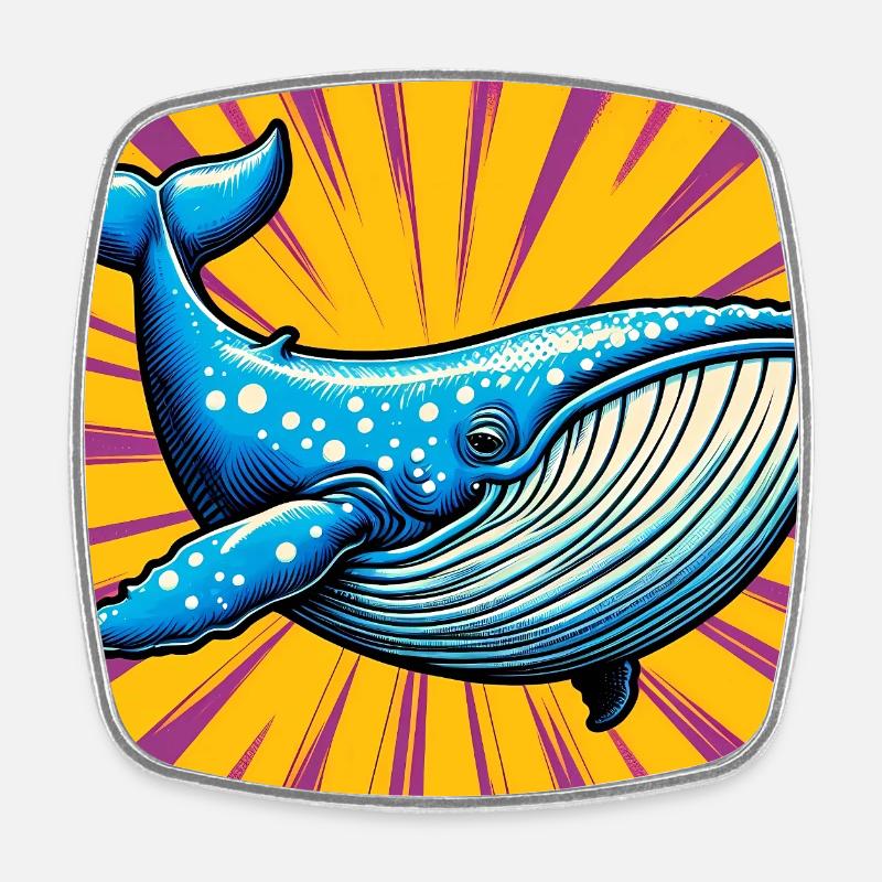 whale - Square fridge magnet - white