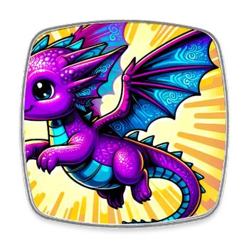 dragon - Square fridge magnet - white - Front