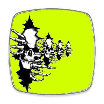 Collier squelette jaune fluo - Magnet carré - blanc - Devant