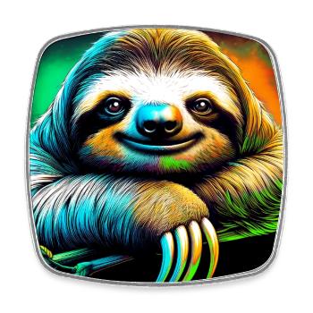 sloth - Square fridge magnet - white - Front