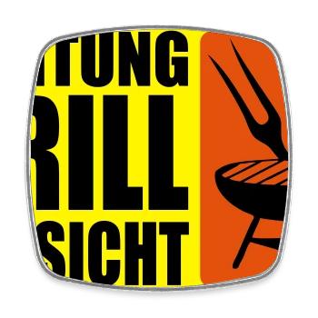 ACHTUNG GRILL-AUFSICHT - Viereckiger Kühlschrankmagnet - Weiß - Vorne