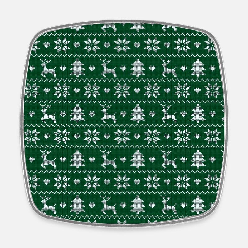 Christmas Deer pattern - Square fridge magnet - white