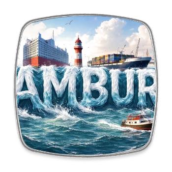 Hamburg Wellen am Hafen - Viereckiger Kühlschrankmagnet - Weiß - Vorne