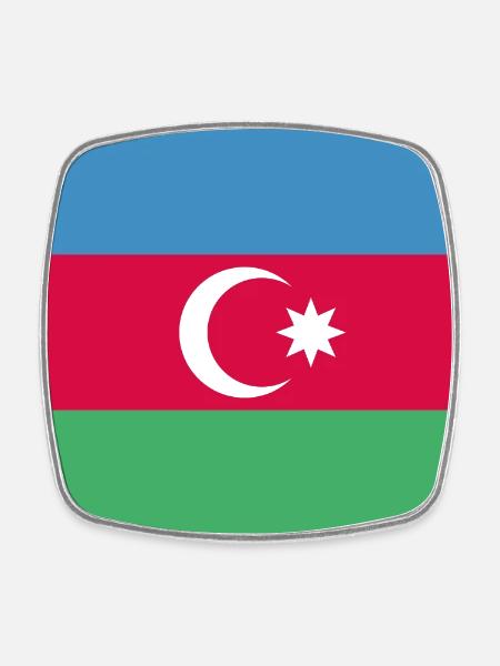 Aserbaidschan Flagge Bayrak - Viereckiger Kühlschrankmagnet - Weiß