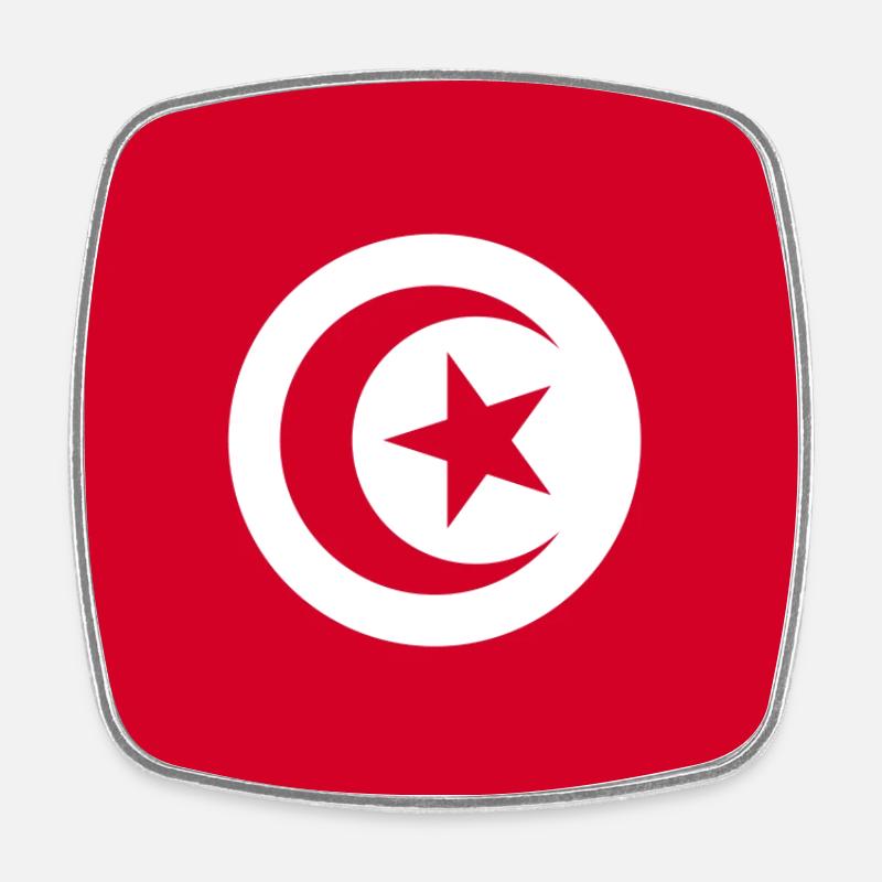 Tunisia Flag - Square fridge magnet - white