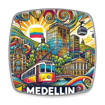 Medellin Columbia City Design - Square fridge magnet - white - Front