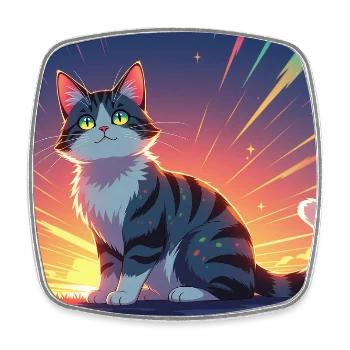 Katze im Abendlicht - Viereckiger Kühlschrankmagnet - Weiß - Vorne
