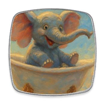 Bain d’éléphant dans le ciel - Magnet carré - blanc - Devant