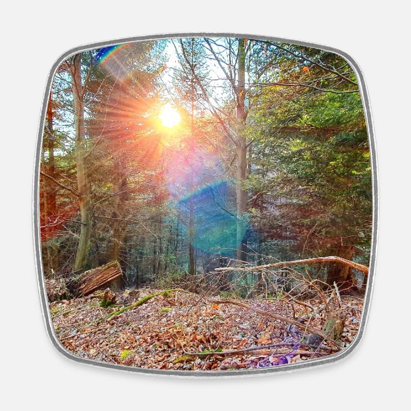 Sonnenlicht im Herbstwald - Viereckiger Kühlschrankmagnet - Weiß