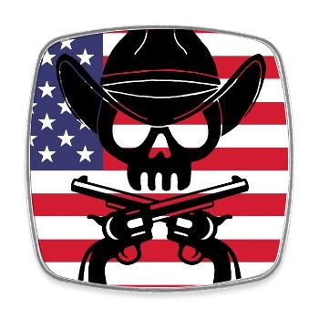 Cowboy skull and American flag - Square fridge magnet - white - Front