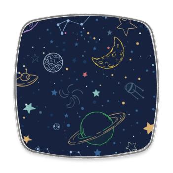 Kosmischer Dschungel mit Planeten und Sternen - Viereckiger Kühlschrankmagnet - Weiß - Vorne
