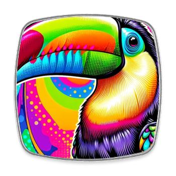 Tukan Pop Art - Viereckiger Kühlschrankmagnet - Weiß - Vorne