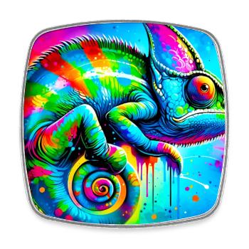 chameleon - Square fridge magnet - white - Front