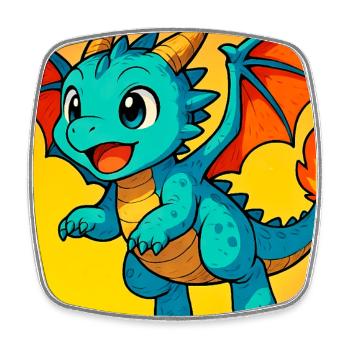 dragon - Square fridge magnet - white - Front