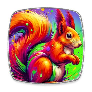 squirrel - Square fridge magnet - white - Front
