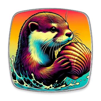 Otter - Viereckiger Kühlschrankmagnet - Weiß - Vorne
