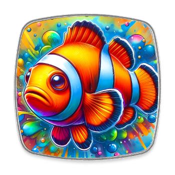 Poisson-clown - Magnet carré - blanc - Devant