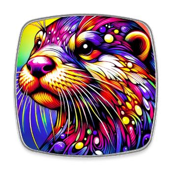 loutre - Magnet carré - blanc - Devant