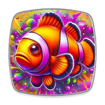 Poisson-clown - Magnet carré - blanc - Devant