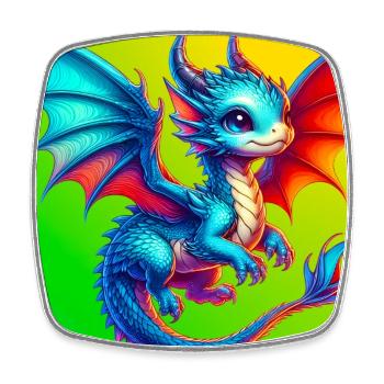 Drache - Viereckiger Kühlschrankmagnet - Weiß - Vorne