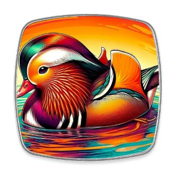 Mandarin duck - Square fridge magnet - white - Front