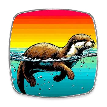 Otter - Viereckiger Kühlschrankmagnet - Weiß - Vorne