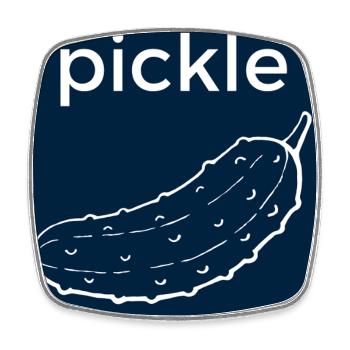 Minimalistische Gurke Pickle auf Dunkelblau - Viereckiger Kühlschrankmagnet - Weiß - Vorne