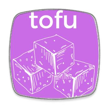 Tofu Würfel Skizze auf Lila Hintergrund - Viereckiger Kühlschrankmagnet - Weiß - Vorne