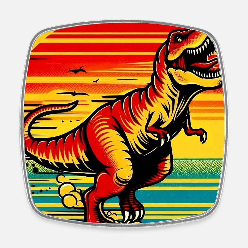 dinosaur - Square fridge magnet - white