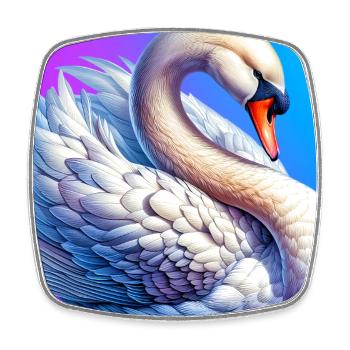 Schwan - Viereckiger Kühlschrankmagnet - Weiß - Vorne