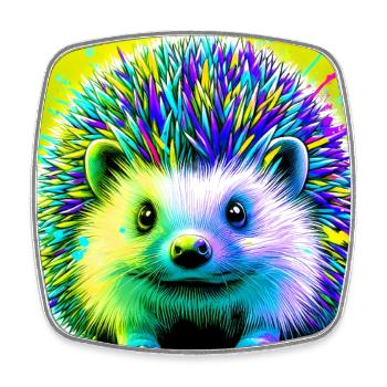 Igel - Viereckiger Kühlschrankmagnet - Weiß - Vorne