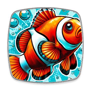 Poisson-clown - Magnet carré - blanc - Devant