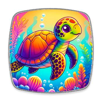 turtle - Square fridge magnet - white - Front