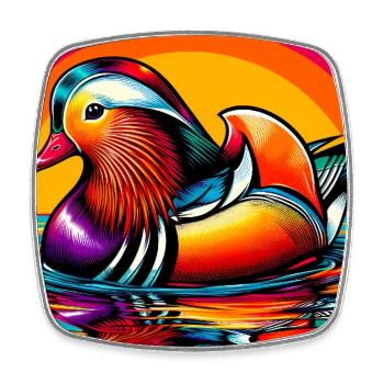 Mandarin duck - Square fridge magnet - white - Front